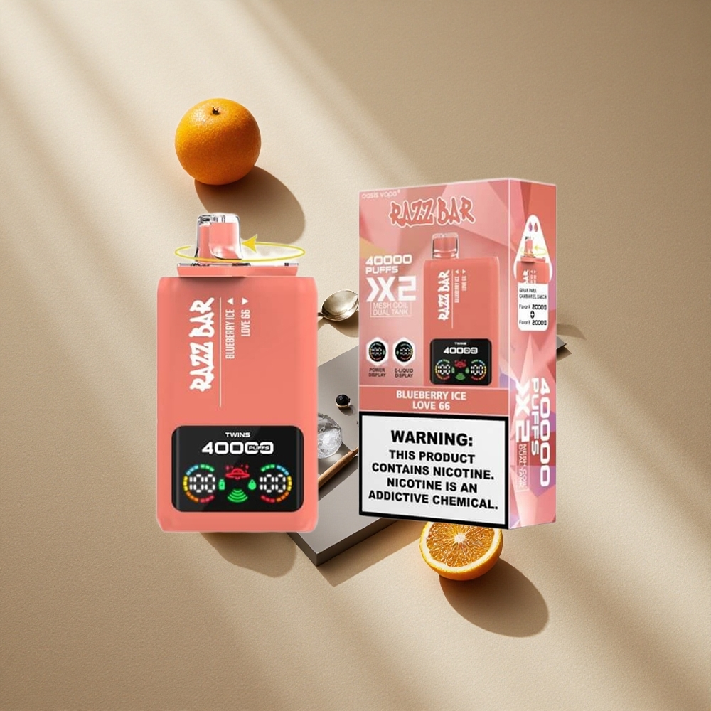 Razz Bar 40000 Züge Einweg-Vape Blaubeere-Eis_Love 66 mit Power Screen Display & Type-C Port