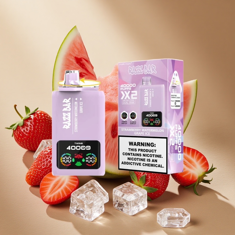 Razz Bar 40000 Züge Einweg-Vape Erdbeer-Wassermelone-Traube-Eis mit Power Screen Display & Typ-C-Port