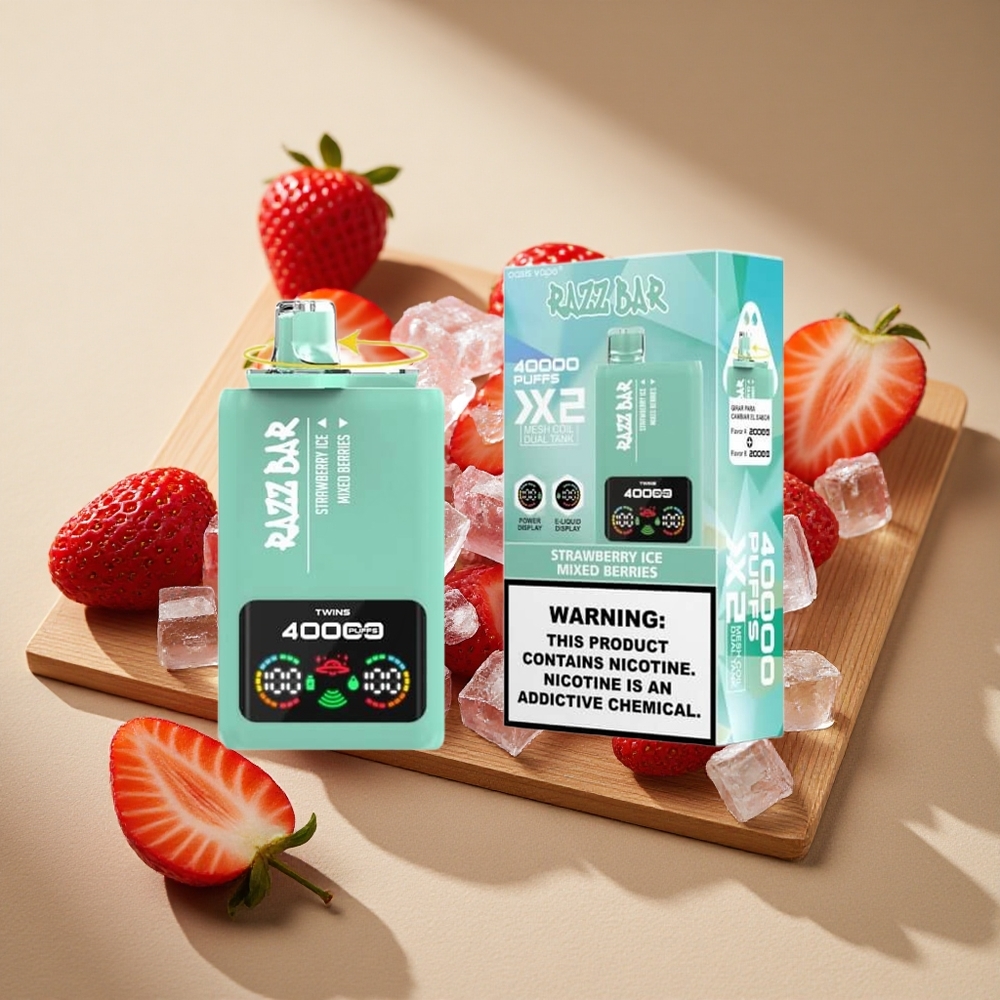 Razz Bar 40000 Züge Erdbeer-Eis_Gemischte Beeren mit Power-Display und Typ-C-Anschluss