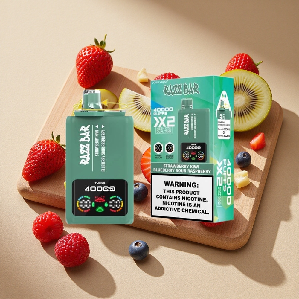 Razz Bar 40000 Züge Erdbeere-Kiwi_Blaubeere-Sauerhimbeere mit Power-Bildschirm und Typ-C-Anschluss