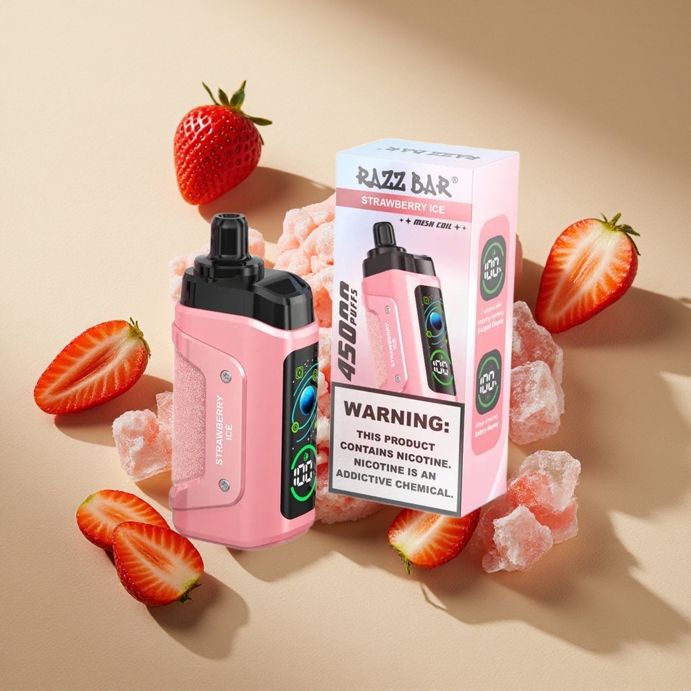 Razz Bar 45000 Züge Einweg-Vape Erdbeer-Eis mit Typ-C-Aufladung & einstellbarem Luftstrom