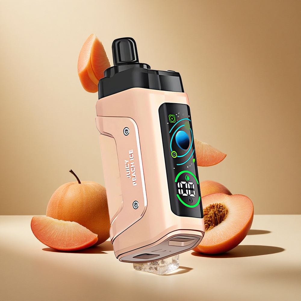 Razz Bar 45000 Züge Einweg-Vape Juicy Pfirsich Eis mit 1,0 Ohm Mesh Coil und Typ-C Aufladbar