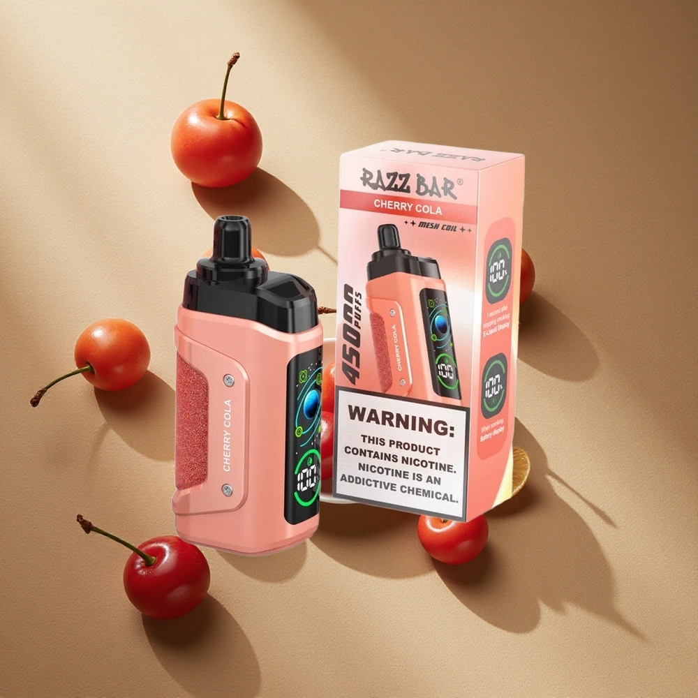 Razz Bar 45000 Züge Einweg-Vape Kirsch-Cola mit 1,0 Ohm Mesh Coil & Typ-C-Aufladung