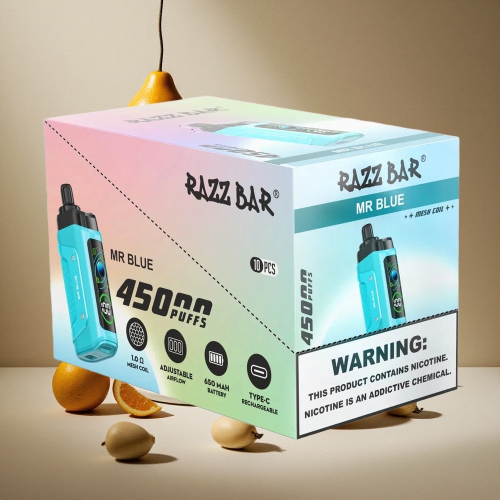 Razz Bar 45000 Züge Einweg-Vape Mr Blau mit 1,0 Ohm Mesh Coil & Typ-C Aufladbar