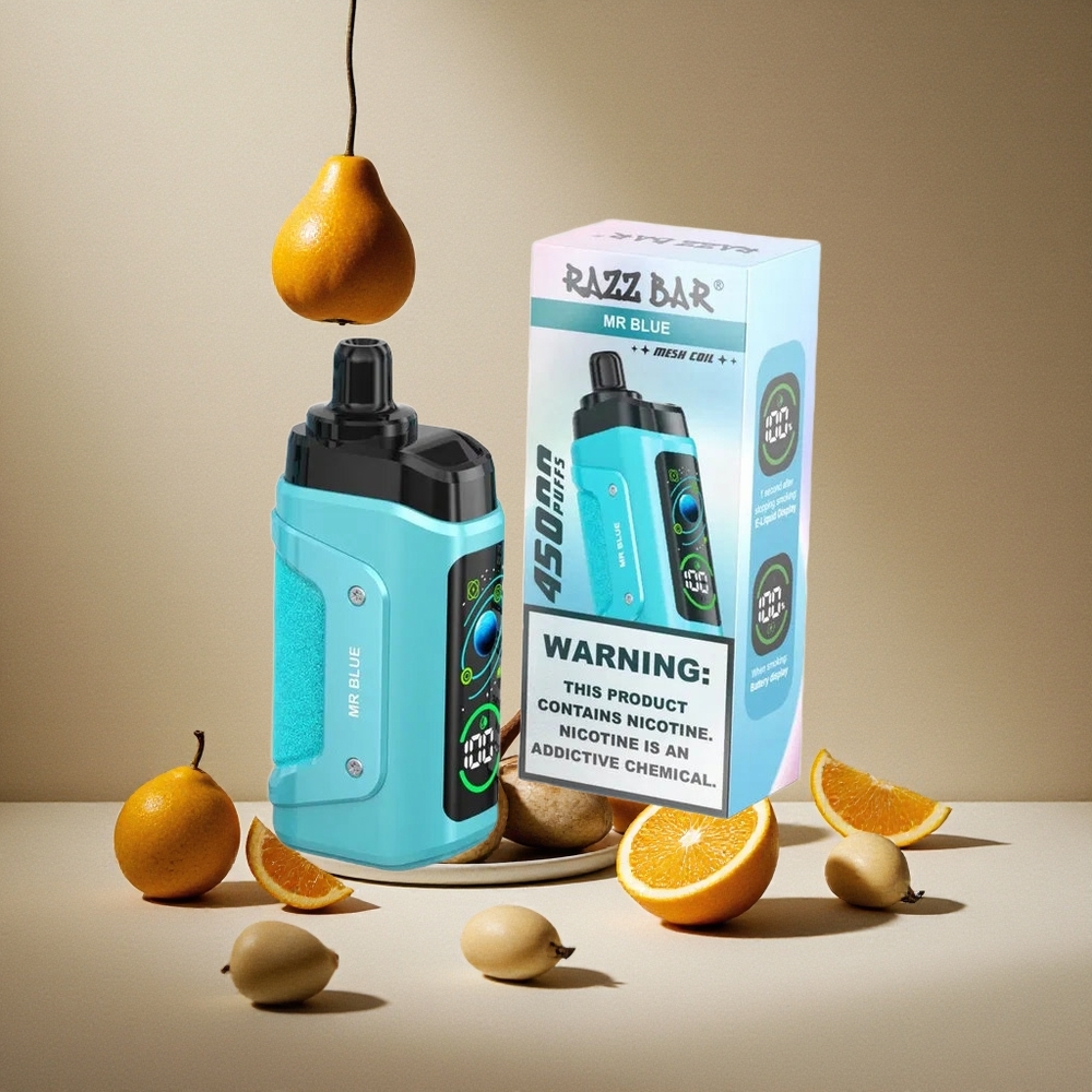 Razz Bar 45000 Züge Einweg-Vape Mr Blau mit 1,0 Ohm Mesh Coil & Typ-C Aufladbar