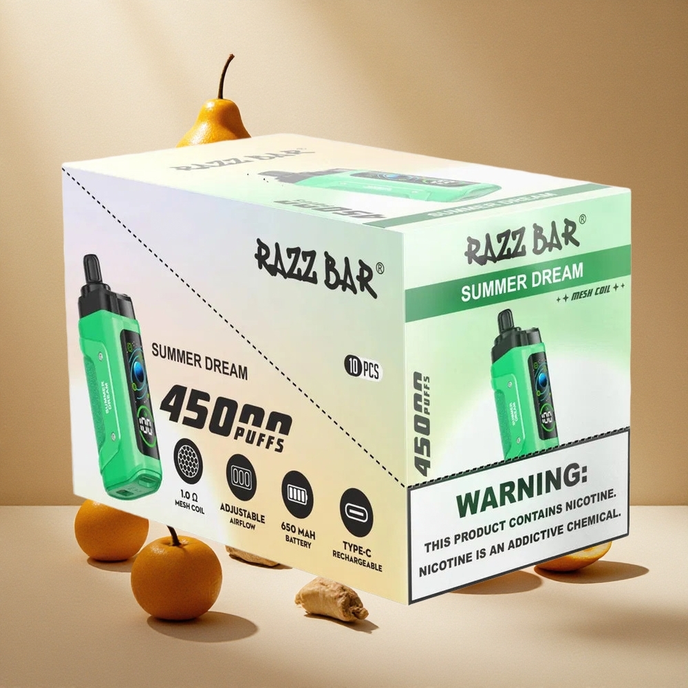 Razz Bar 45000 Züge Einweg-Vape Sommertraum mit 1,0 Ohm Mesh Coil und Typ-C-Aufladung