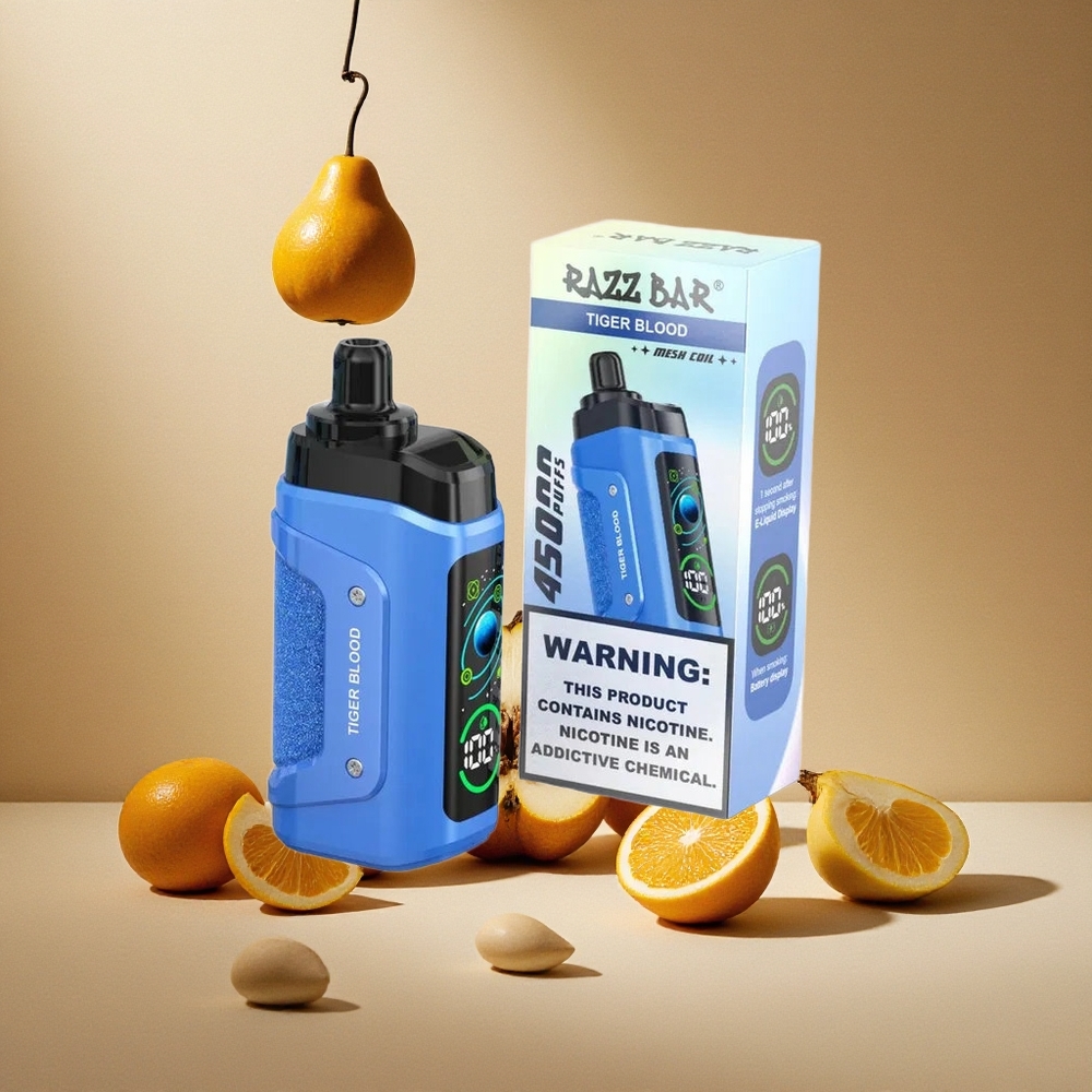 Razz Bar 45000 Züge Einweg-Vape Tigerblut mit 1,0 Ohm Mesh Coil und Typ-C-Aufladung