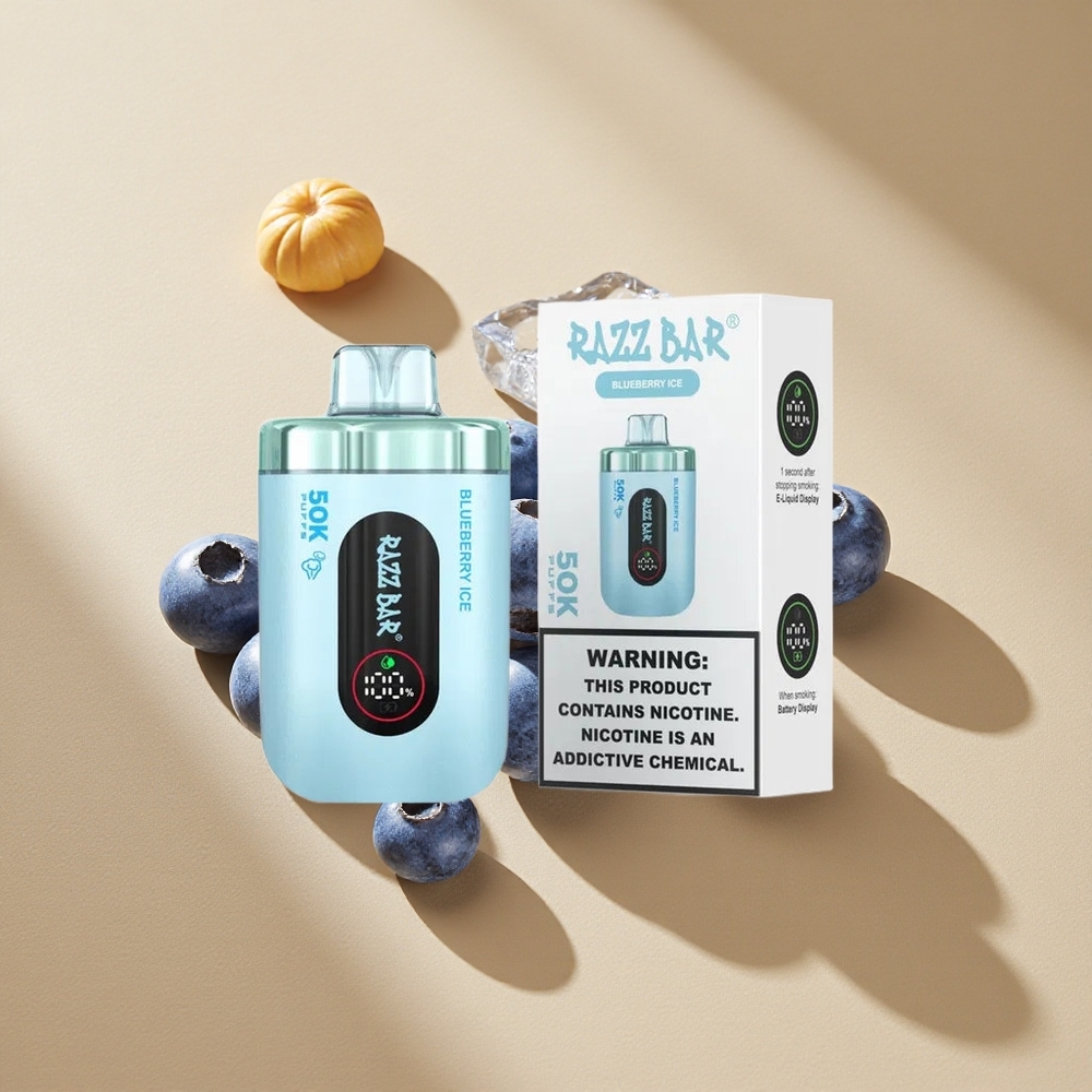 Razz Bar 50K Züge Einweg-Vape Blaubeer-Eis mit 50000 Züge & Typ-C-Aufladbar