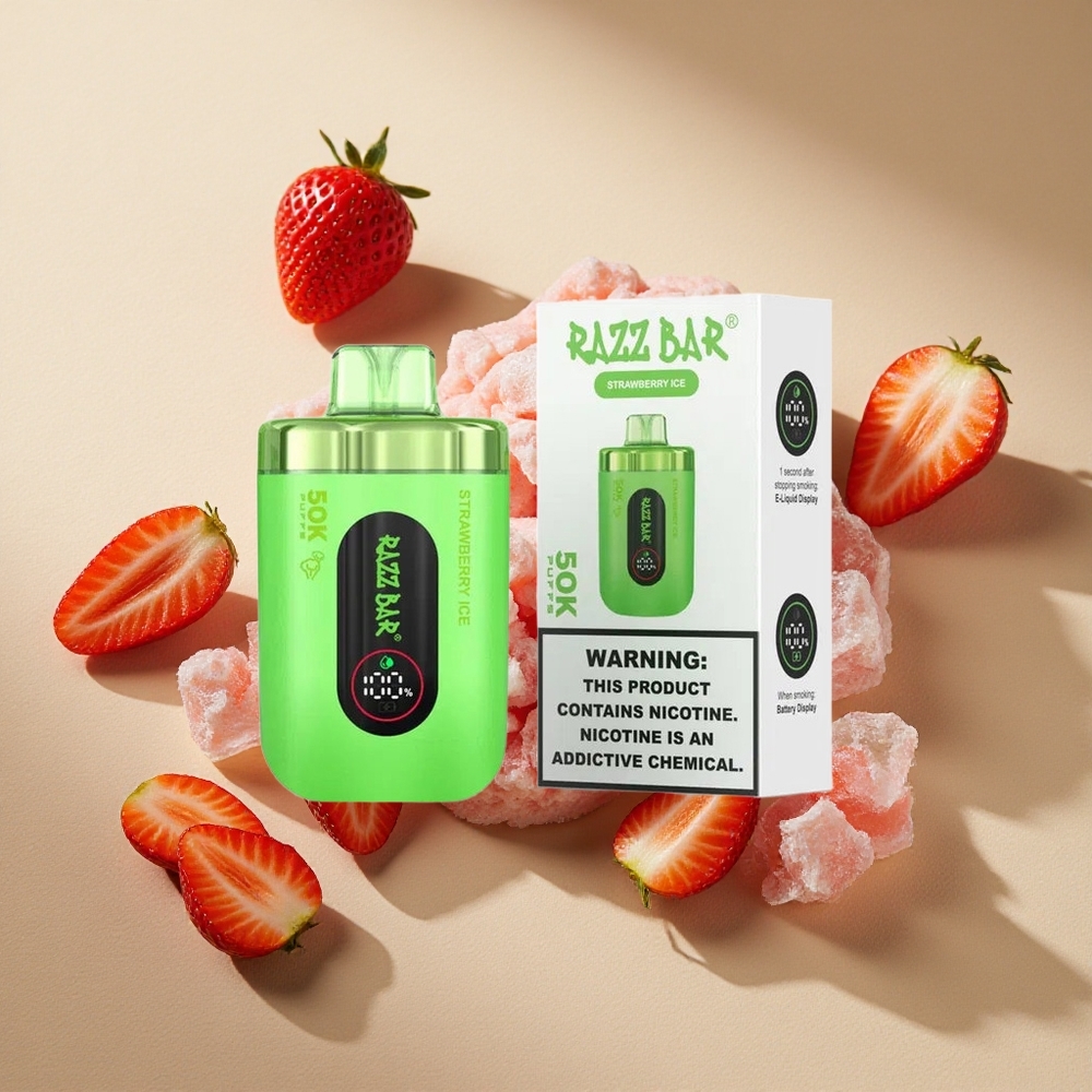 Razz Bar 50K Züge Einweg-Vape Erdbeer-Eis Typ-C Wiederaufladbar 2% Nikotin