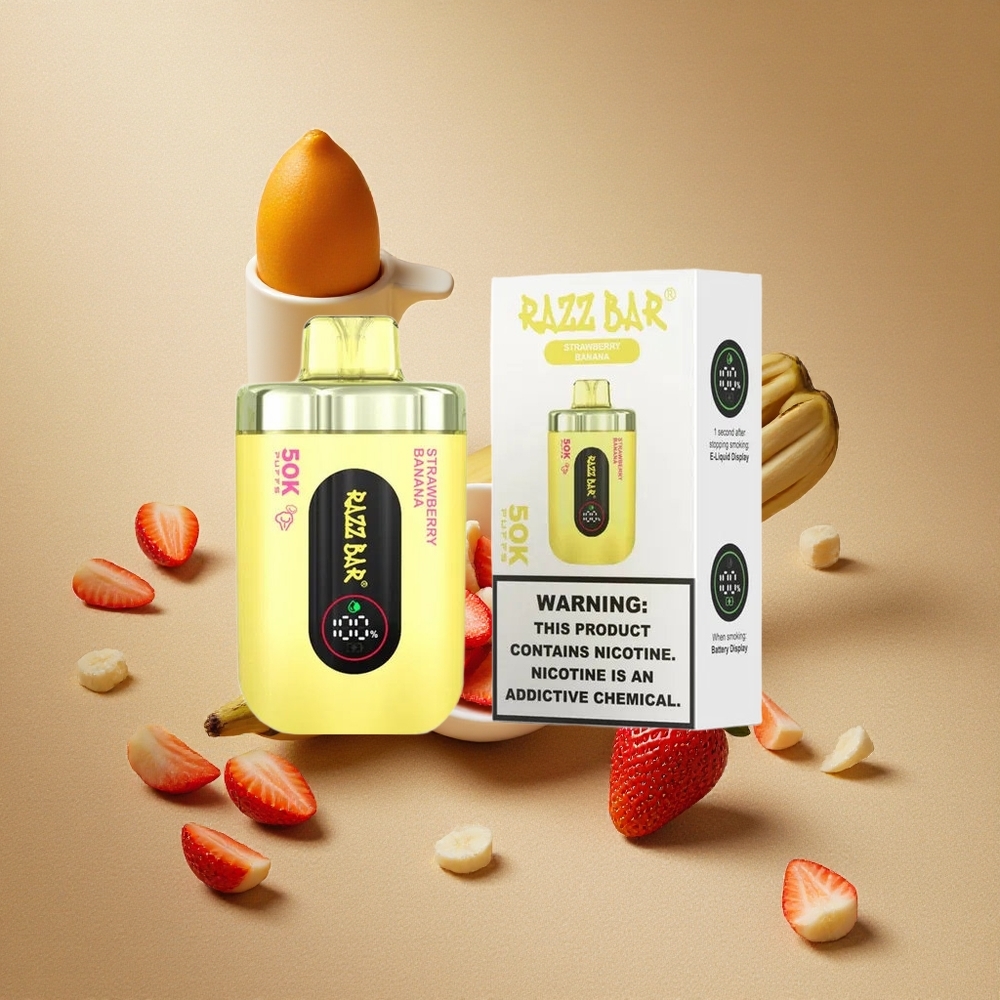 Razz Bar 50K Züge Einweg-Vape Erdbeere Banane Typ-C Aufladbar 2% Nikotin