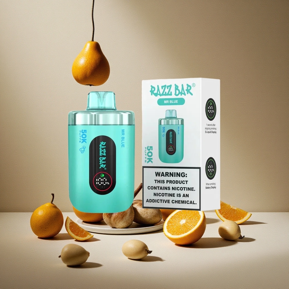 Razz Bar 50K Züge Einweg-Vape Mr Blau mit 50000 Züge & Typ-C Aufladbar