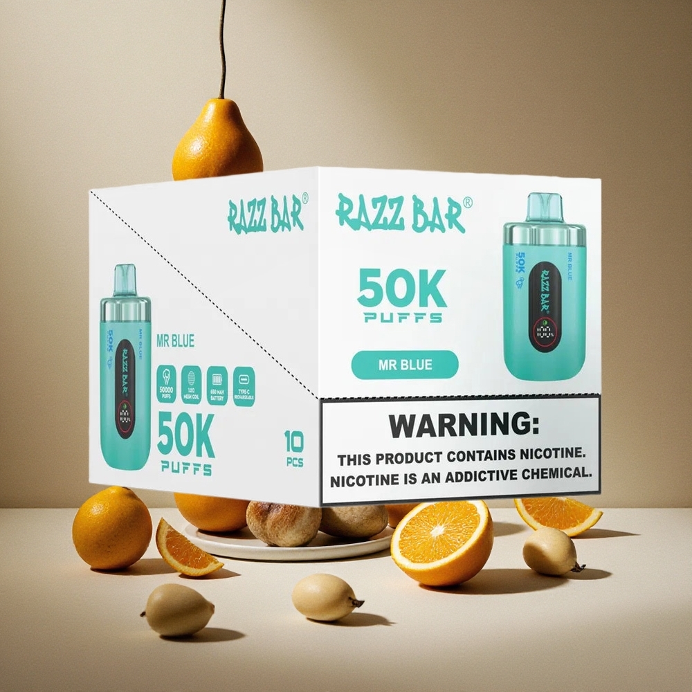 Razz Bar 50K Züge Einweg-Vape Mr Blau mit 50000 Züge & Typ-C Aufladbar