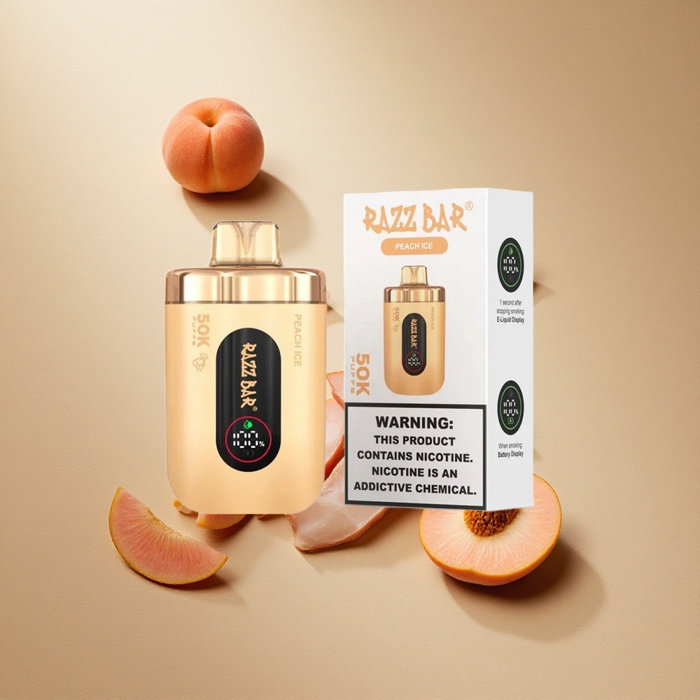Razz Bar 50K Züge Einweg-Vape Pfirsich-Eis OR Razz Bar 50K Züge Einweg-Vape mit Typ-C-Aufladung und 650-mAh-Akku