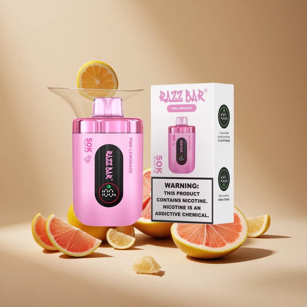 Razz Bar 50K Züge Einweg-Vape Pinke Zitronade Typ-C Aufladbar 2% Nikotin