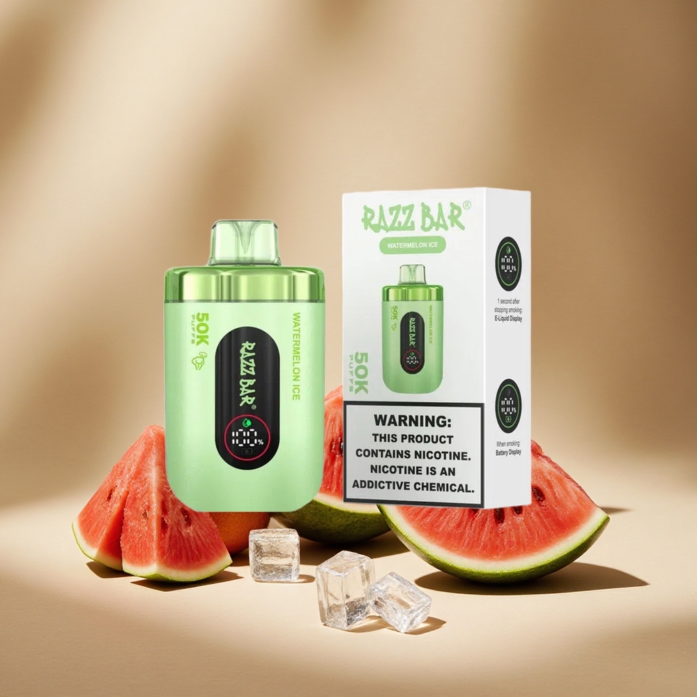 Razz Bar 50K Züge Einweg-Vape Wassermelone-Eis mit Typ-C-Aufladbar & 2% Nikotin