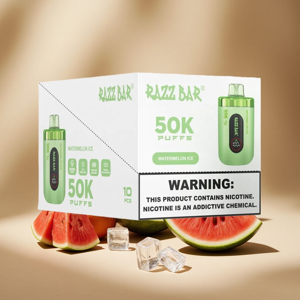 Razz Bar 50K Züge Einweg-Vape Wassermelone-Eis mit Typ-C-Aufladbar & 2% Nikotin
