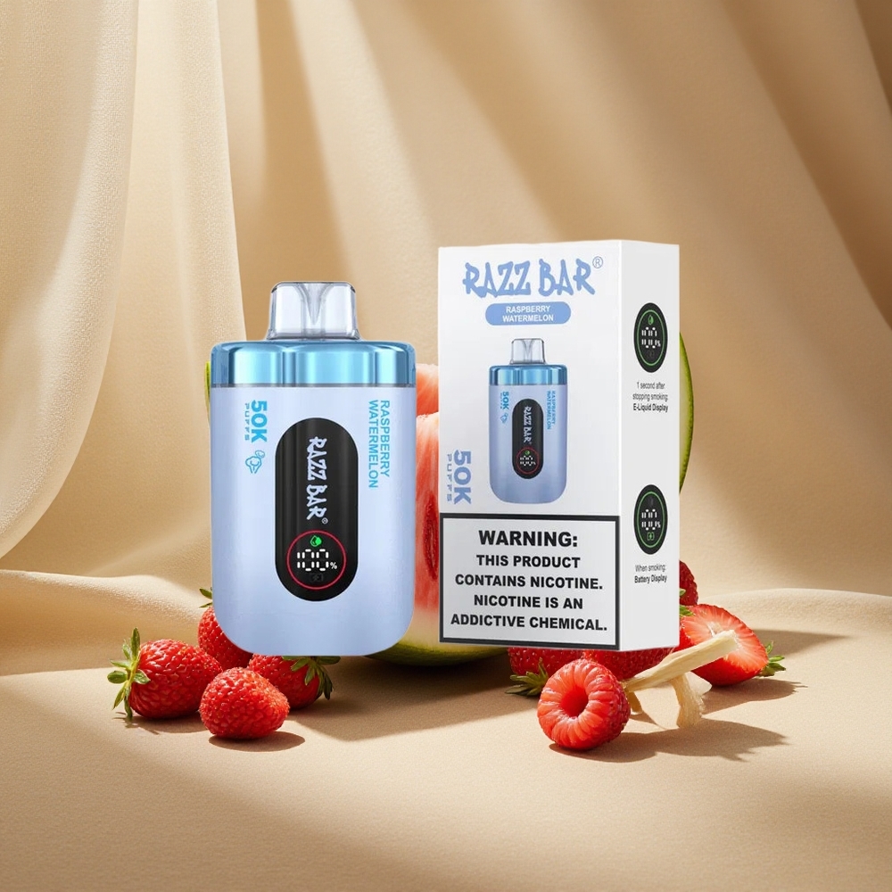 Razz Bar 50K Züge Himbeere Wassermelone Einweg-Vape Typ-C Aufladbar 2% Nikotin