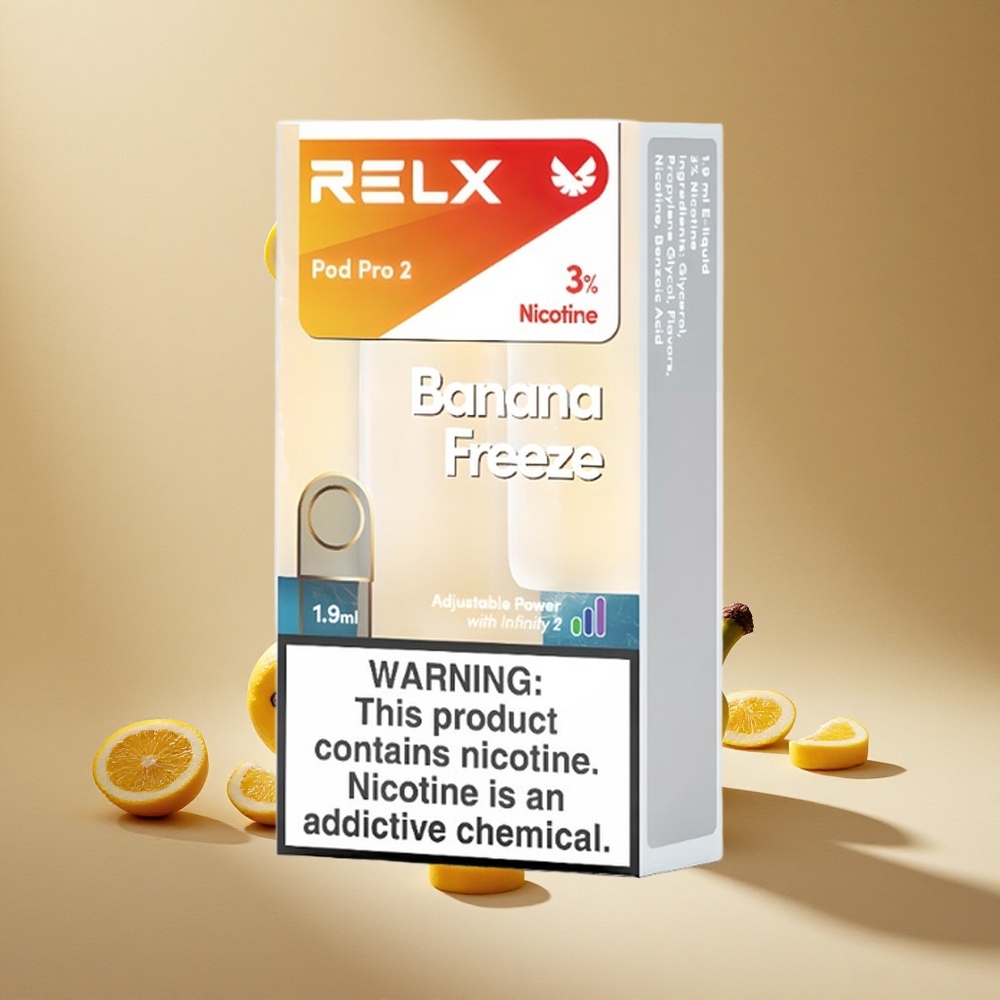 RELX Pod Pro 2 600 Züge Bananen-Eis 3% Nikotin 1,9ml 3 Leistungsstufen
