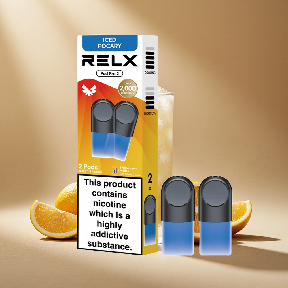 RELX Pod Pro 2 600 Züge Eistee Pocary Geschmack 1,9ml Nikotingehalt: 1,8%