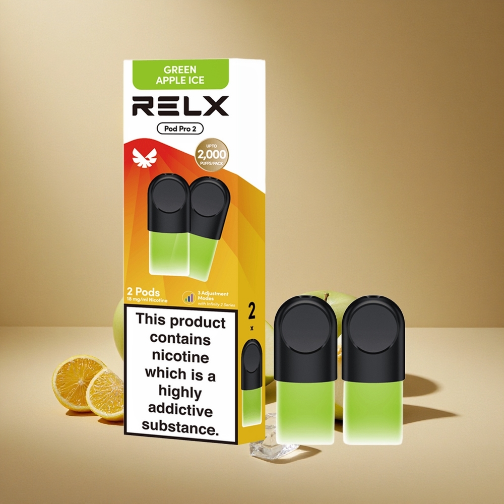 RELX Pod Pro 2 600 Züge Grüner Apfel Eis 1,9ml 3 Spannungseinstellungen
