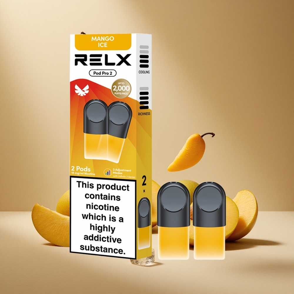 RELX Pod Pro 2 600 Züge Mango Eis mit 1,8 % Nikotin und 1,9ml Tank